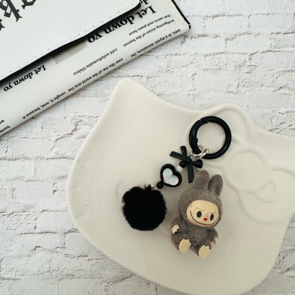 Adorable Gray Kawaii Keychain